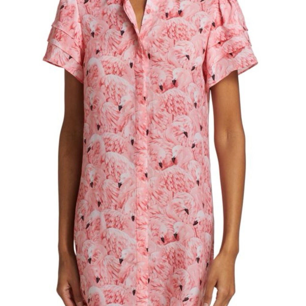 ALICE + OLIVIA Jem Flamingo Short Sleeve Shirtdress